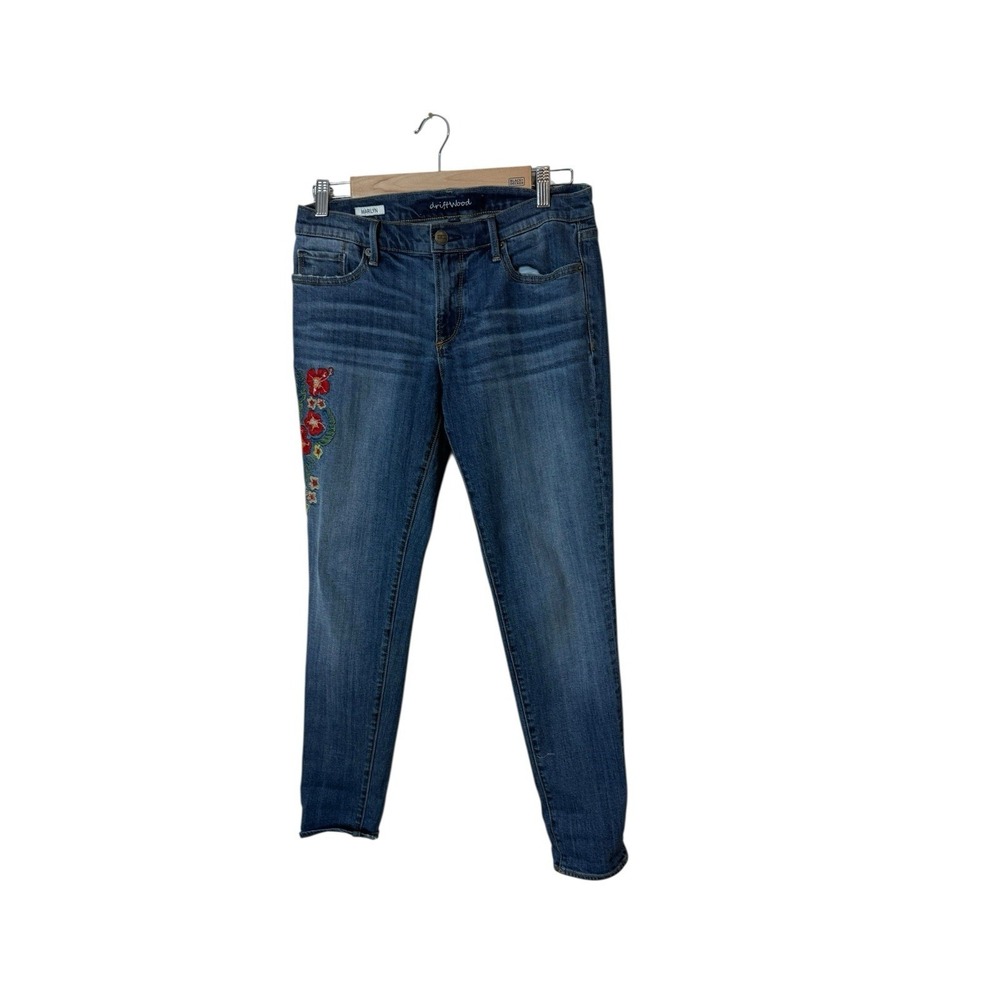 Driftwood Marilyn Boho‎ Embroidered FLoral Size 28 Medium Wash Jeans